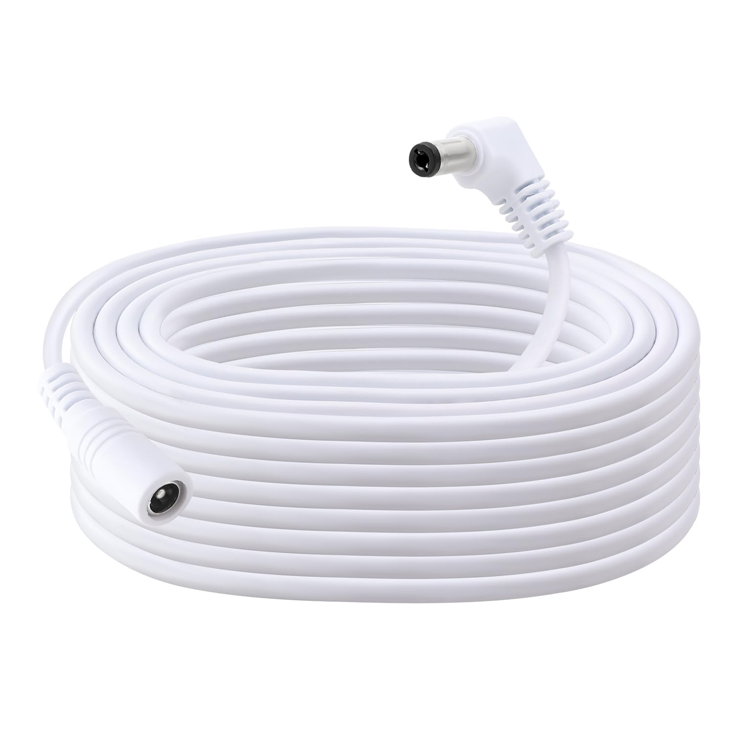 KUOQIY 5m 5.5x2.1 mm 24V 12V DC Power Extension Cable, Right Angle Male to Female Power Extension 22AWG, for CCTV Security Cameras, Router, White