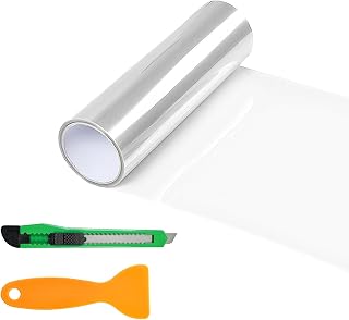Car Headlight Tint Film, 12"x48" Vinyl Sheet Roll Tail Light Wrap Film with Squeegee & Cutter, Waterproof Self Adhesive Sticker for Car Headlights Fog Lights Tail Lights (Transparent)