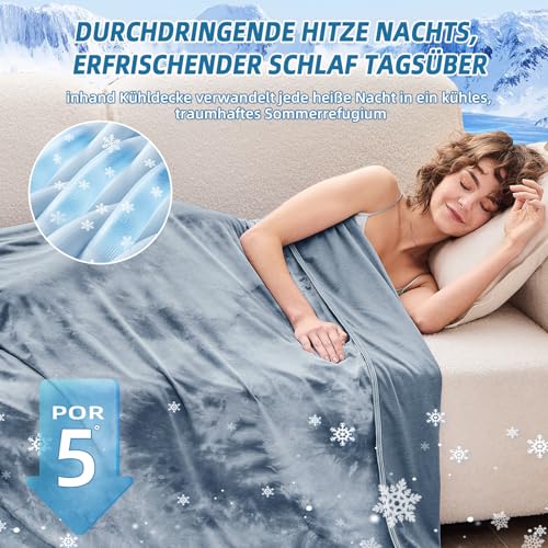 Image of inhand Cooling Blanket King Size (90 inchx108 inch), Cooling Blankets for Hot Sleepers, Absorbs Heat to Keep Adults Cool for Summer Nights Sweats, Thin Cold Lightweight Blanket for Couch Bed, All Season Use