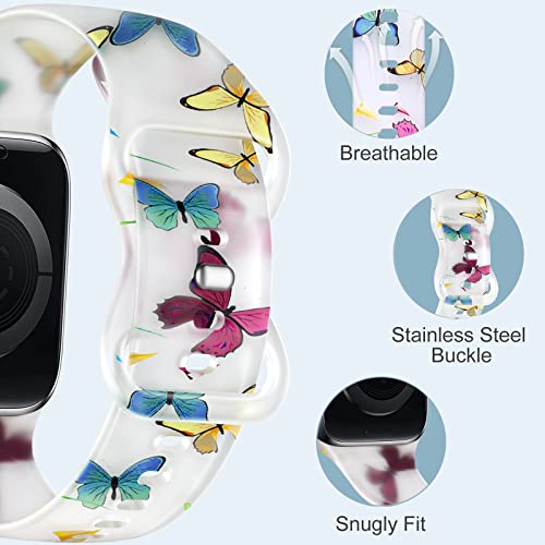 Dgege 3 Pack Bands Compatible With Apple Watch Bands 40Mm 38Mm 41Mm For Women Girls, Floral Strap Soft Silicone Sport Wristbands For Iwatch Series 8 7 6 5 4 3 2 1 Se #TOP1