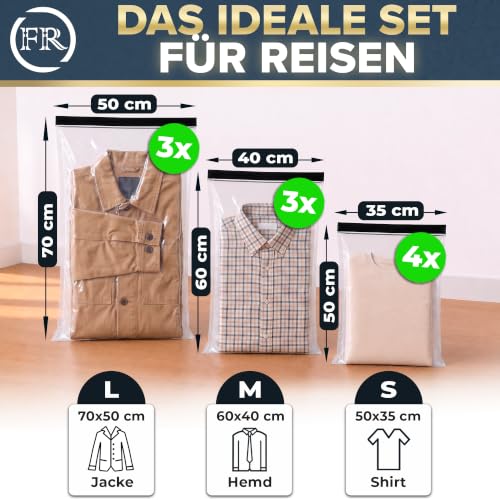 10x Vakuumbeutel für Kleidung Reise (Rollen) I Vakuumierbeutel I Gr. S+M+L – Ansicht 6