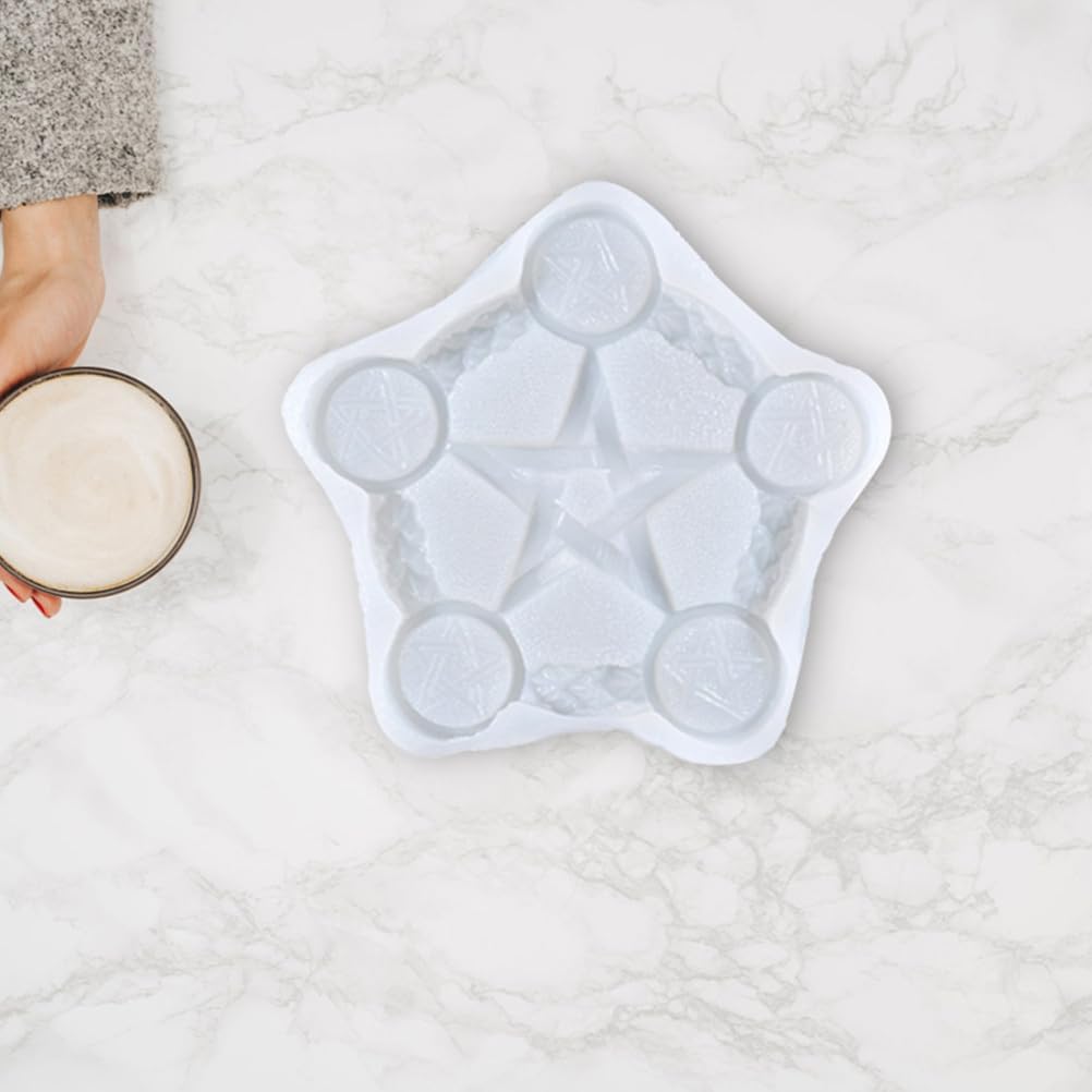 Healifty Pentagram Divination Mat Resin Mold Silicone Candle Holder Epoxy Mold for DIY Decoration 7.59 X 6.92 X 0.62 Inch