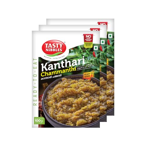 Image of Tasty Nibbles Ready to Eat Kanthari Chammanthi 100g | Open Heat & Eat | Vegetarian | No Added Preservatives | Japanese Retort Technology [Pack of 3]