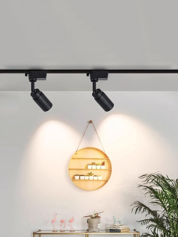 20W COB LED Track Lighting Ceiling Lamp with 10~60°Beam Angle Zoomable, Stepless Focusing Picture Spotlight,Swivel Lamp Head 2-Line Rail Track Light Fixture,Black Finish Ceiing Light,3000K