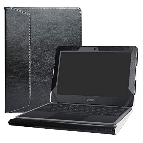 Alapmk Diseñado Especialmente La Funda Protectora de Cuero de PU para 11.6" Acer Chromebook 11 C732 C732T C730E Series Ordenador portátil,Negro