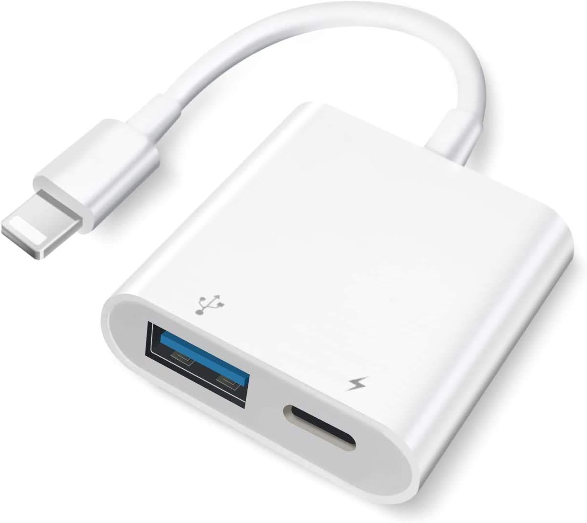 [Apple MFi Certified] Lightning to USB Camera Adapter for iPhone, OTG Adapter With Fast Charging Port, Compatible With iPhone/iPad/Card Reader/Flash Drive/Keyboard/Mouse - Plug and Play