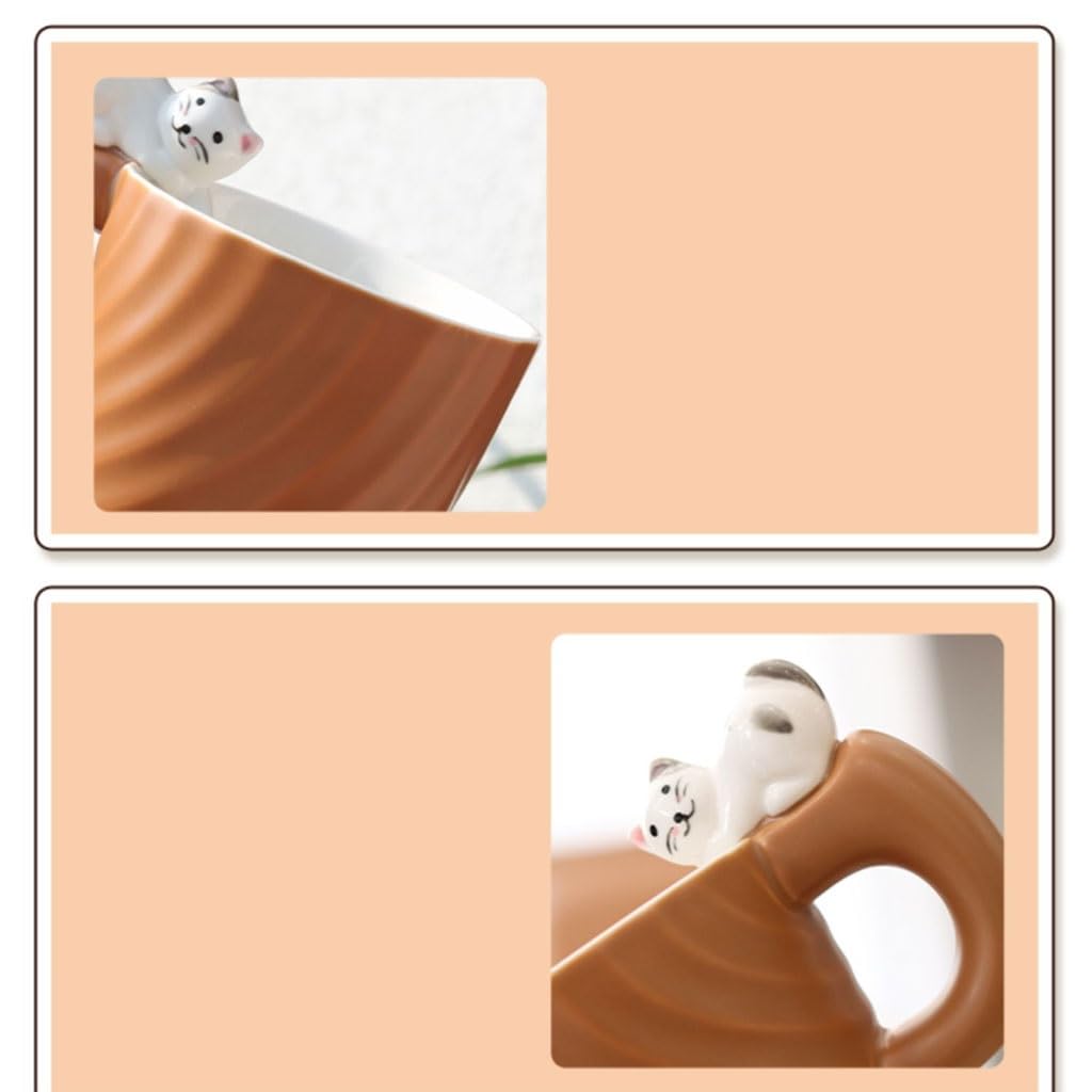 NEBE Tazas Taza de cerámica con Cuchara, Taza de café de Oficina de Gran Capacidad, Taza de Leche Tazas para Cafe(B)