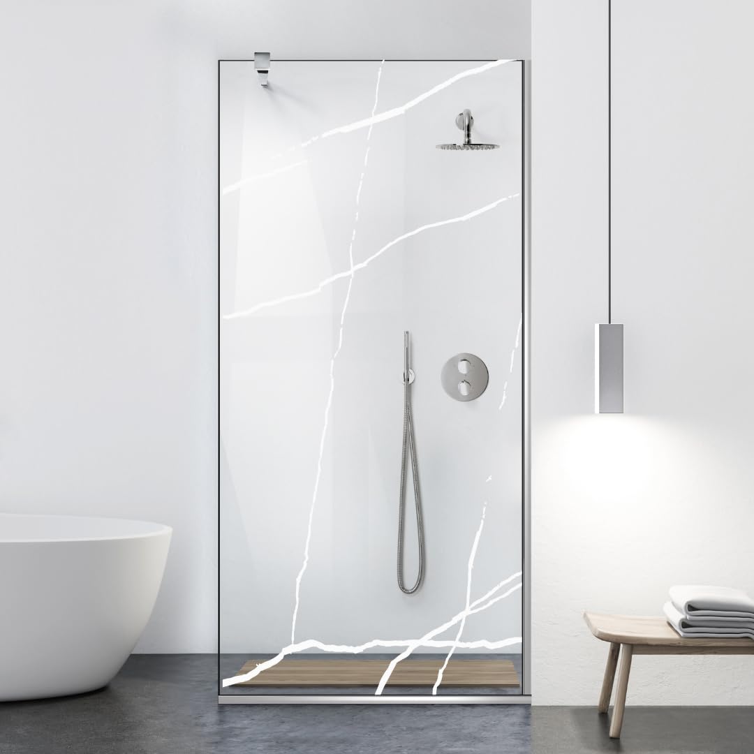 Aqua Class INOX, modello marmo, dimensioni 70 cm da 50/60/70/80/90/100/110/120, cabina doccia, vetro trasparente da 6 mm, con motivo sabbiato nano rivestito (70 x 195 cm)