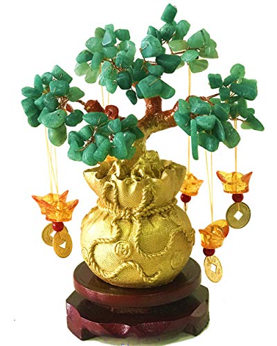 Feng Shui Citrine/Citrine Money Tree And Citrine Tree, Faucet Crystal Tree/Chinese Dragon Fortune Crystal Tree/Gift Tree (Green) #TOP7