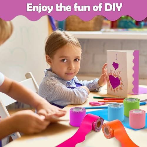 Corrugated Cardboard Border Roll, Wallpaper Boards Classroom Backing Paper for Display Bulletin Board, Boards Paper for School, Office and Home Use 8 Rolls Colorful - Image 4