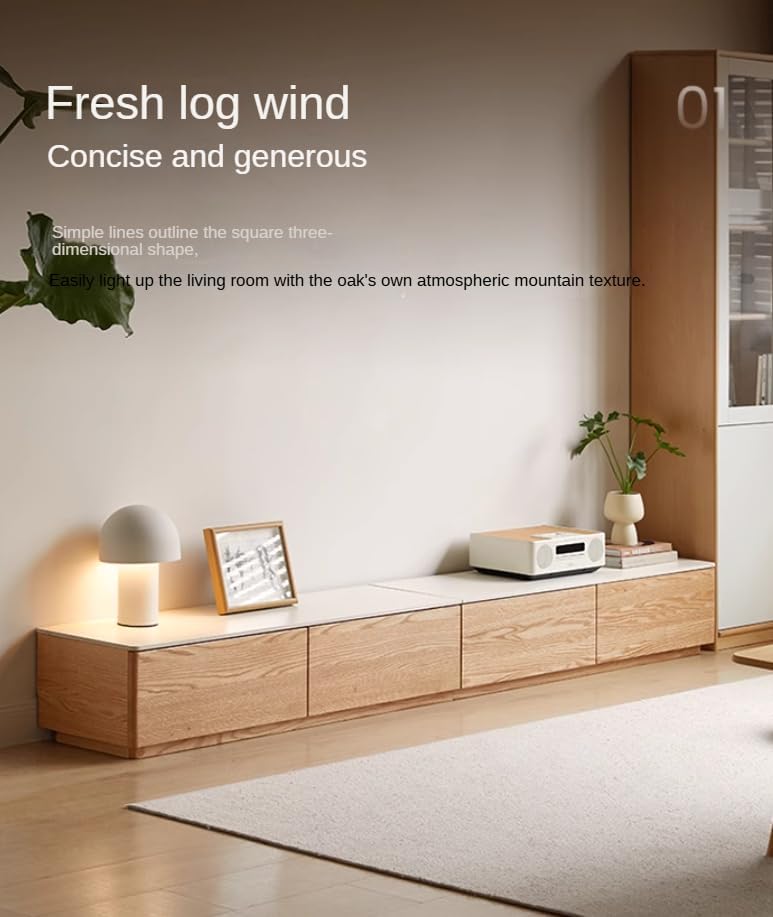 GVAwood Oak, Rubberwood Modern Rock Slab Floor TV Cabinet 78.9x13.9x11.0 inch / 200.4x35.4x28 cm/Natural Wood Color/Oak TV Cabinet Independent Model