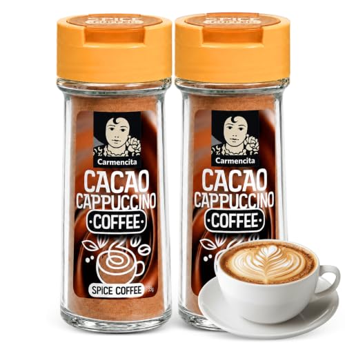 Sazonador Cacao Cappuccino Carmencita, Cacao para cafe, Mezcla de especias con cacao con la que preparar una reconfortante Cappuccino, Sin Gluten, Contiene 2 unidades de 39 g
