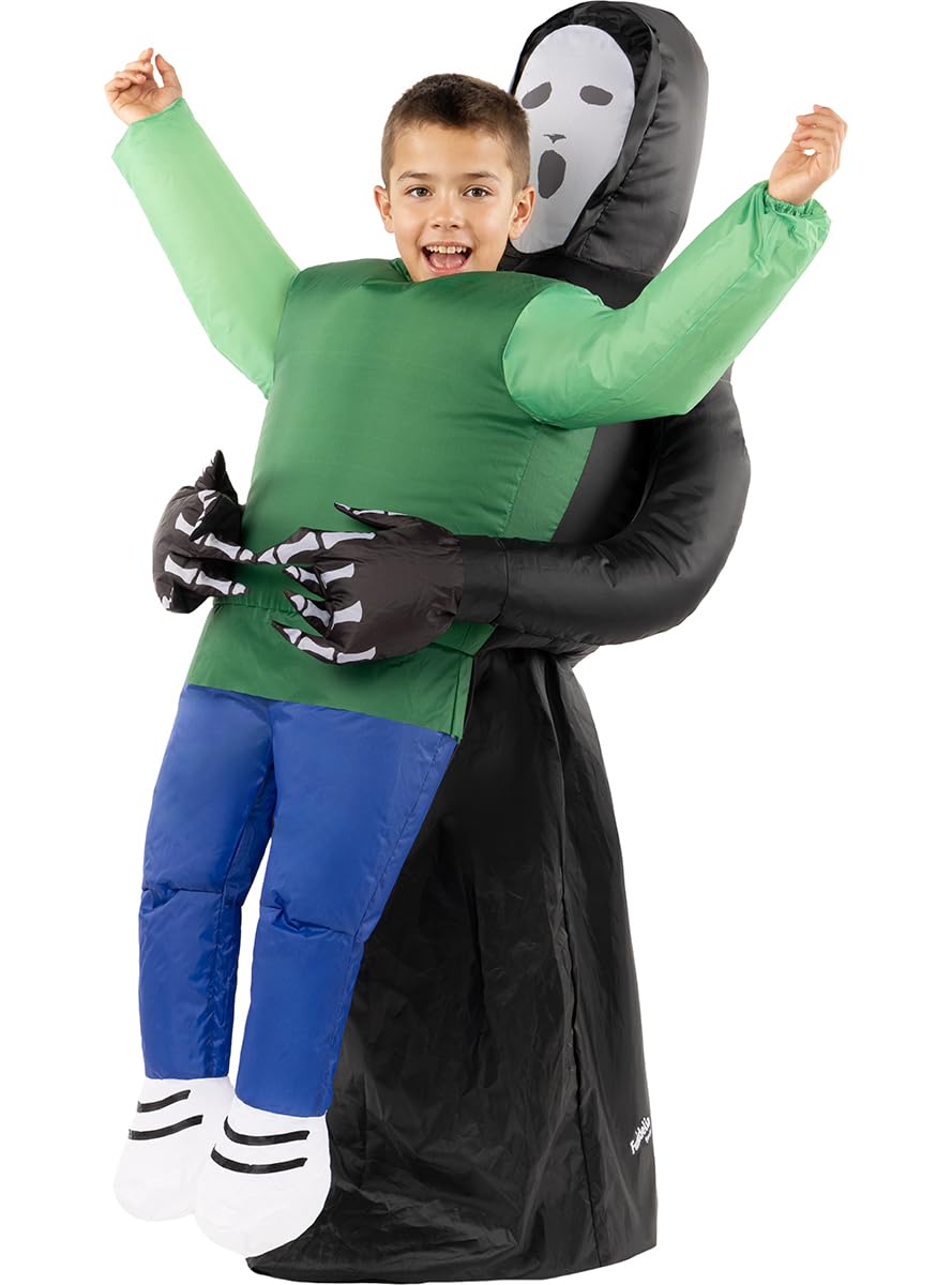 Funidelia | Disfraz de muerte hinchable para niño Terror, Grim Reaper, Death, Halloween - Disfraz para niños y divertidos accesorios para Fiestas, Carnaval y Halloween - Talla única - Negro