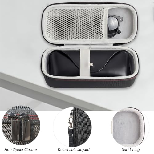 Image of EVA Hard Sunglasses Case for Ray-Ban Meta Smart Glasses Case- Compatible with Wayfarer /Skyler /Headliner & Charging Box - Soft Interior Wrist Strap Case for Business Trip & Outdoor