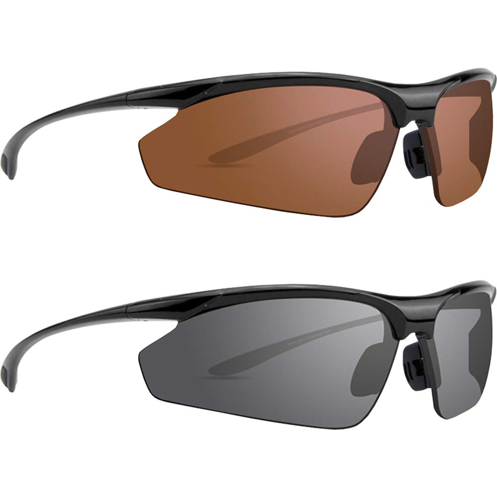 Epoch EyewearGolf Sport Sunglasses Cadence 2 Pair Black w/Smoke & Black w/Amber Lens