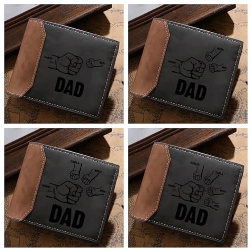 Image of Fathers Day Wallet Gift for Dad,Personalized Custom Photo & Name Wallets for Men Husband,Customized Leather Picture Wallet for Father's Day,Valentine's Day (Style 2)