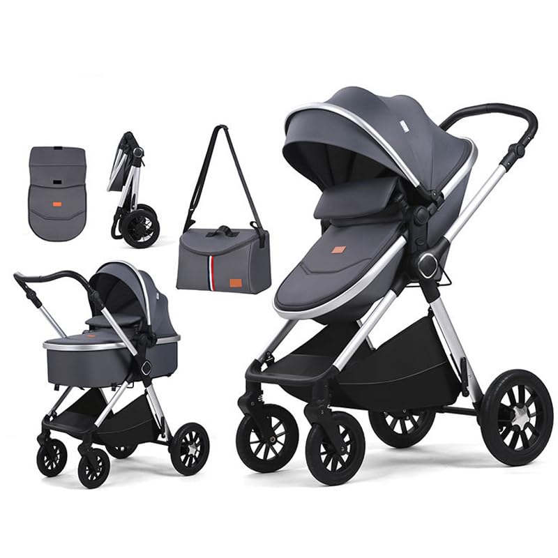 3-in-1 Pram and Pushchair Stroller with Sleeping Basket