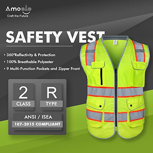 Amoolo ASV2004YOTL Safety Vest With 9 Pockets thumb #1