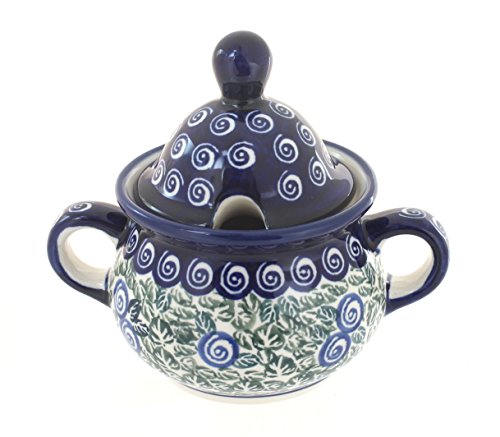 Blue Rose Polish Pottery Seaside Swirl Sugar Bowl