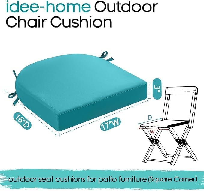 Image of D-8 Chair Cushion for Outdoor, Indoor Chair Cushion Pad, Square Chair, Comfortable Foam Cushions (Sky Blue) (Pack of 2, Cushion Thinkness 5 cm)