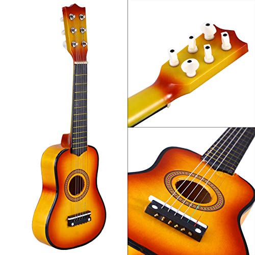 Kisangel 1Pc 21 Inch 6 String Guitar Wooden Guitar Folk Guitar Vintage Style Acoustic Guitar For Kids Beginners(Sun Color) #TOP5