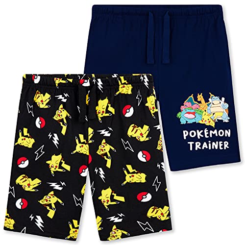 Pokemon Short Enfant, Lot de 2 Shorts en Coton Enfant Ado Garcon Gamer 4-14 Ans (Multicolore, 13-14 Ans)