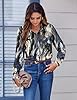 Zeagoo Womens Shirts Long Sleeve Floral Printed Party Tops Button Down Stretch Wrinkle Fall Free Blouse Hawaiian Beach Vintage Elegant Shirt Blue Beige Abstract XXL #2