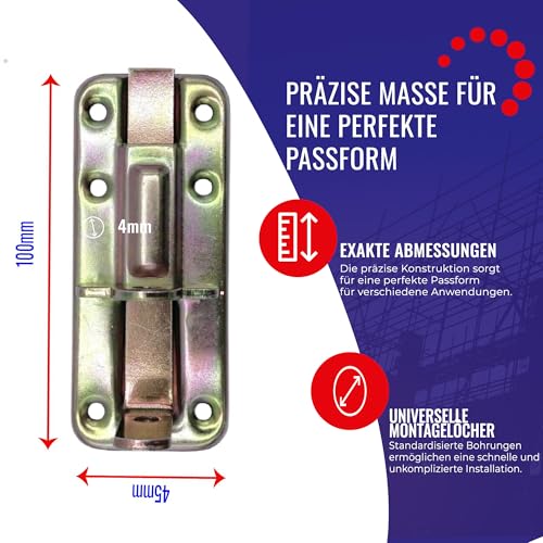 Chle-Mar – 10x Uniwersalny rygiel 100 mm | Do drzwi, bram, furtek | Ocynkowany, odporny na warunki zewnętrzne | Prosty lub zakrzywiony wariant | Zamek ryglowy | Trwałe zamknięcie z możliwością blokady