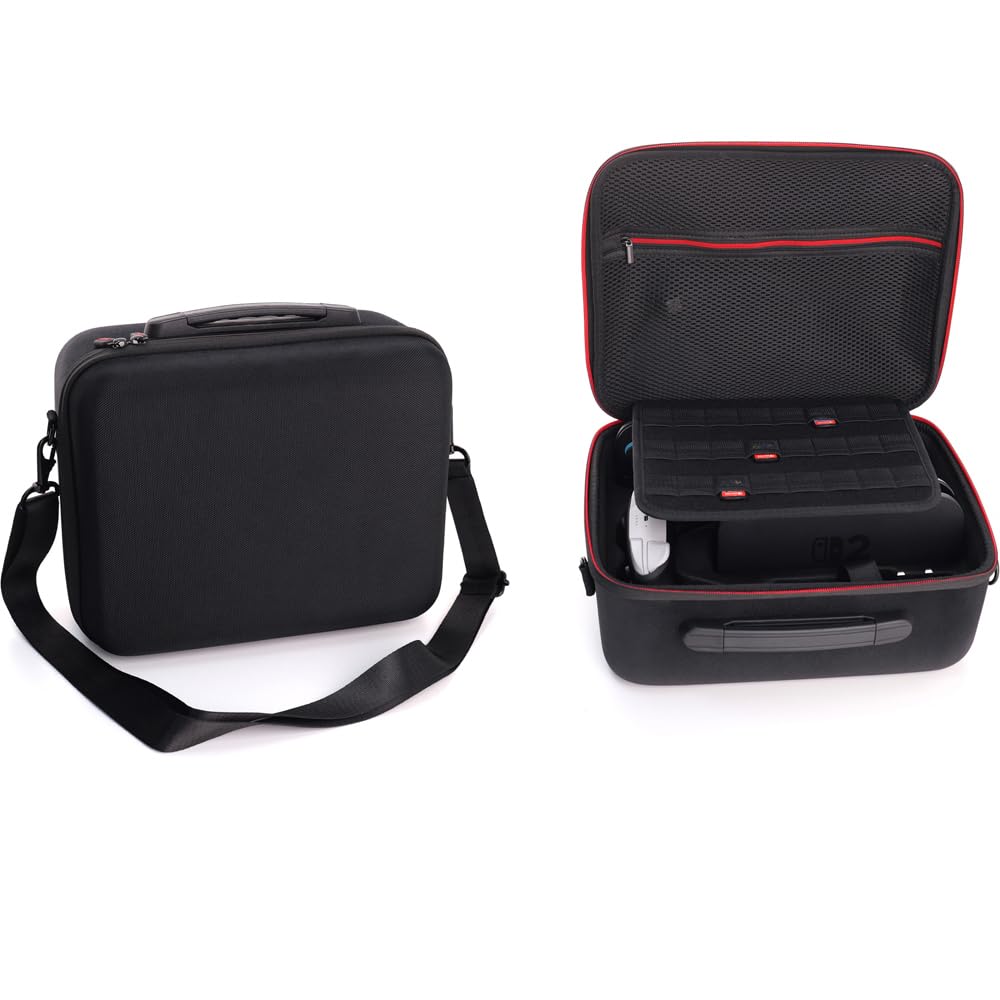 Generico Custodia da trasporto Per Switch 2 Custodia per schede di gioco Accessori EVA di grandi dimensioni con scomparti per schede di gioco e tasche multiple per dock, adattatore CA, controller
