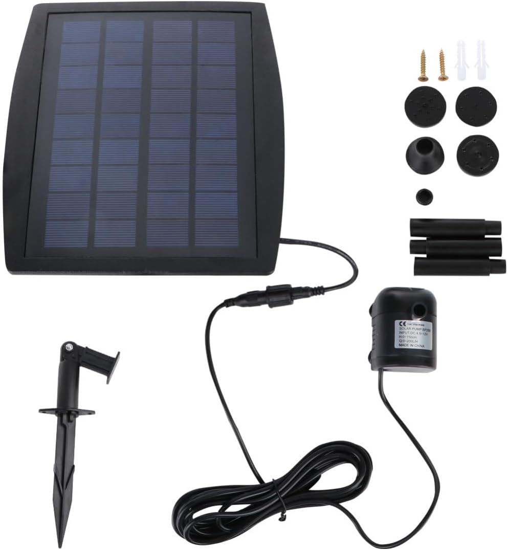 2.5w Solar Water Pump Solar Fountain Pump for Outdoor Garden Pool Aquarium Fountains Spout Flow h Easy to Install