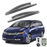 VXMOTOR Chrome Trim Clip On Smoke Tinted Window Visor Rain Guard Defector 2011-2016 Honda Odyssey
