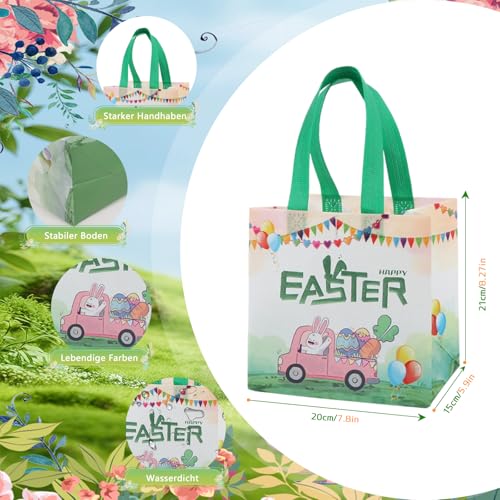 Moseem Ostereiersuche-Taschen mit Griffen, 6 Stück Ostern Tasche Geschenktüten Kinder,Wiederverwendbare Vielseitige Ostertüten Geschenk Eiersuche Verpacken Partyzubehör Osterndeko