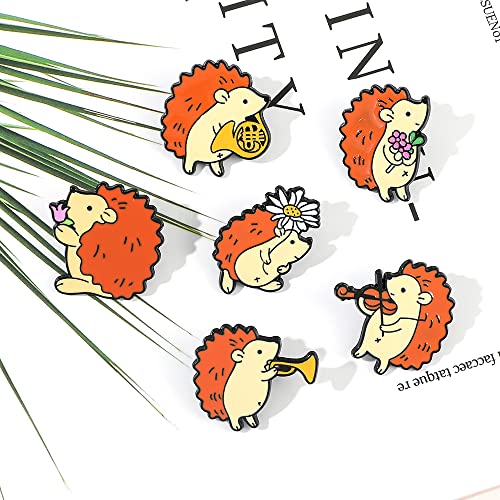Image of feimeng jewelry Lovely Animals Enamel Pins Set, Cute Lapel Badges Brooches, Cartoon Pins Set for Backpack Clothes Hats Funny Pins and Button Jewelry Accessories (6Pcs Hedgehogs)