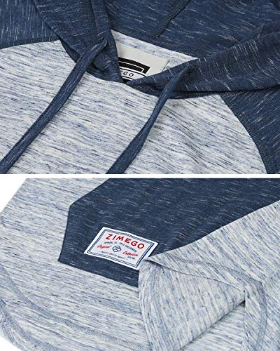 ZIMEGO Mens Short Sleeve Hoodie - Color Block Hooded Pullover Sweatshirt,4