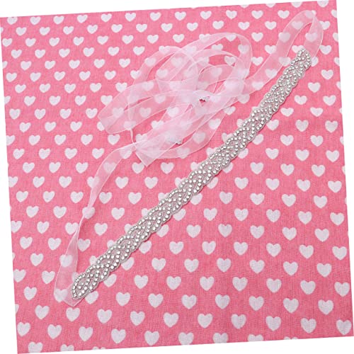 BESTYASH Elegant White Bridal Rhinestone Belt with Crystal Pearl Decor Handmade Wedding Dress Sash for Bride and Bridesmaid Organza Ribbon Accent Formal Occasion Accessory3