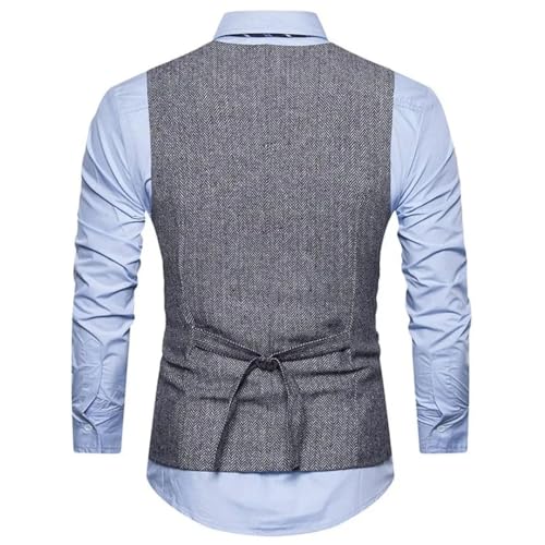 Men’S Herringbone Waistcoat Double Breasted Slim Fit Formal Vest For Gentleman Party Dress Wear2