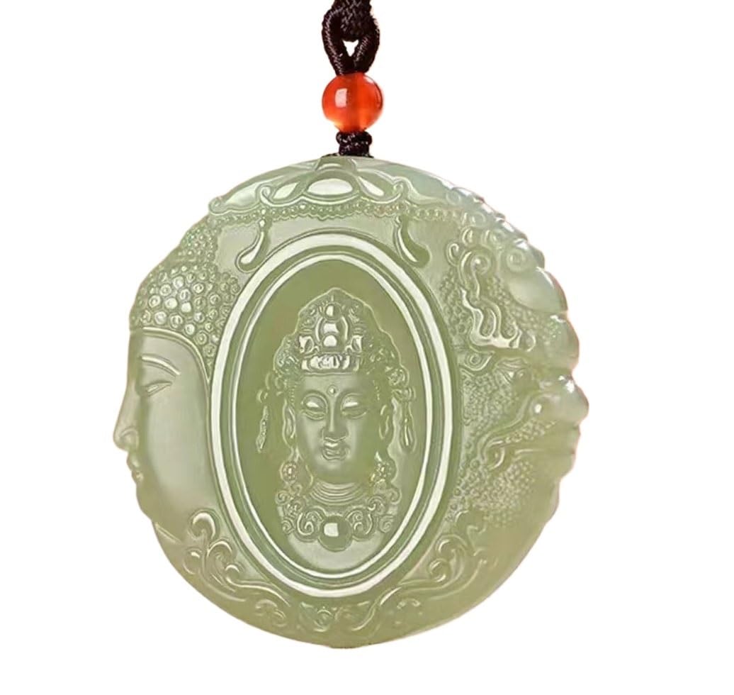 Collier en jade et pendentif Bouddha naturel Yu Pei taille S pour homme et femme