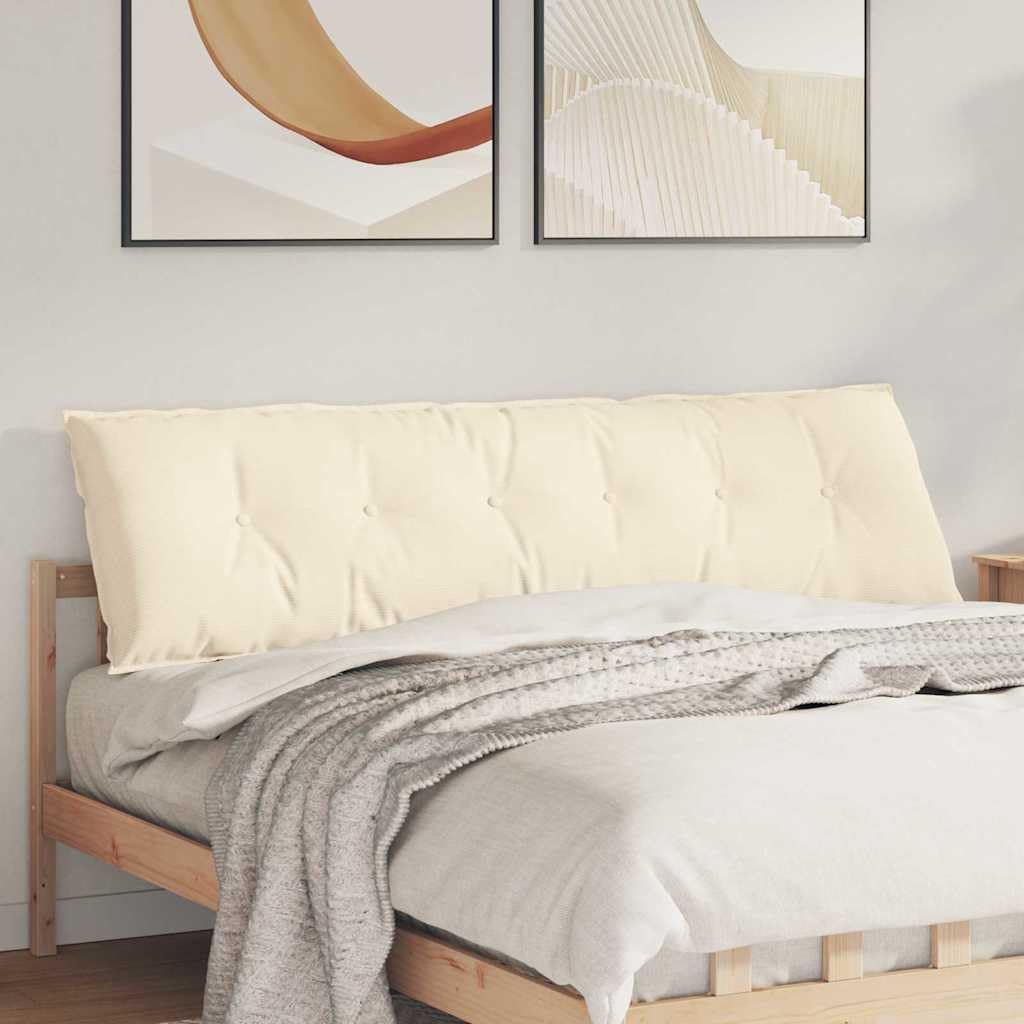 Coussin de dossier velours côtelé crème 180x50 cm déhoussable