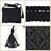 Vavili Boho Crossbody Handbag,Handwoven cotton rope Shoulder Bag,Summer Beach Clutches Bags for Women,Handmade Purse(Black)