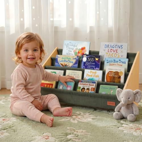 PERFNIQUE Montessori Kids Bookshelf, Wooden Front-Facing Baby Boo...