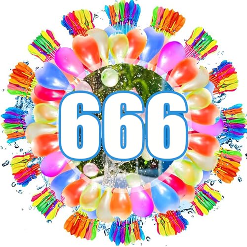 WENXUKHV 666 PCS Water Balloons For Kids Easy Fill 10 Second Rapid-Filling Self-Sealing Water Bombs with Tap Adapters for Outdoor Garden Beach Pool Party Fight Water Toys For Kids Outdoor