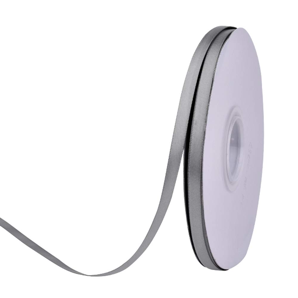 1/4 inch Silver Double Face Satin Ribbon 50 Yards Per Roll for Bouquet Gift Wrapping Hair Accessories Wedding Birthday