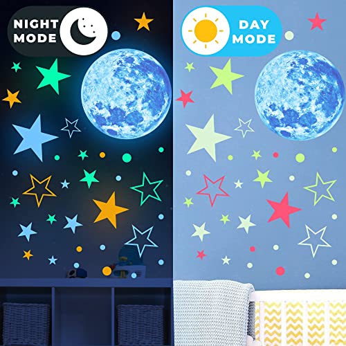 Glow In The Dark Stars,Glow In The Dark Stars And Moon For Ceiling Glow In The Dark Wall Decal Colorful Glowing Space Galaxy Wall Stickers For Kids Boys Girls Bedroom Living Room Nursery Decor #TOP4