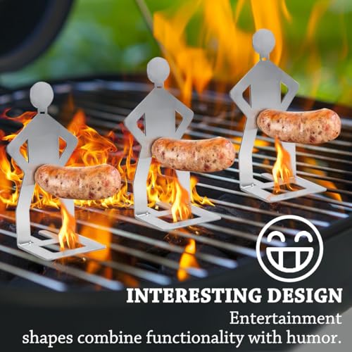 Grillwursthalter Aus Edelstahl, 5 Stück Wurst Grillgestelle, Lustiger BBQ Hotdog Halter, Kreativer Wurstständer Grillwursthalter Aus Edelstahl, Grill Grillzubehör für Camping, Picknick, Freien, Küche