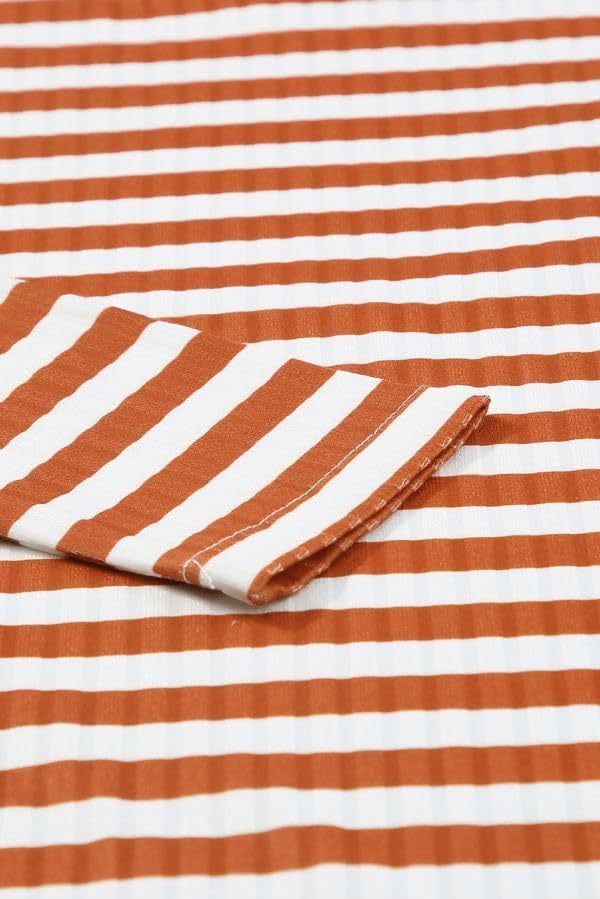 Melliflo Womens Long Sleeve Mock Neck Striped Shirt Casual Cute Color Block Knit Tops Trendy Fall Fitted Basic Outfits - Image 7