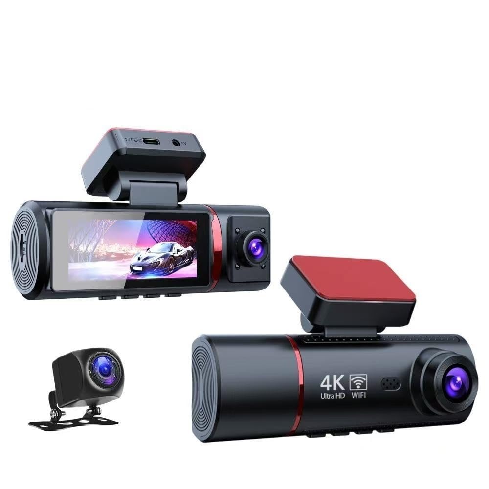 4K Ultra HD 3 Kameralı Araç Kamerası, WiFi ve GPS Takipli,…