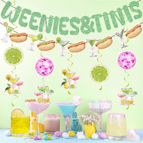 Image of Wennie Tinis Martini Party Decorations Include Wennie Tinis Banner and Hanging Swirls Hot Dog Wennie Tinis Theme Party Supplies for Bachelorette Party