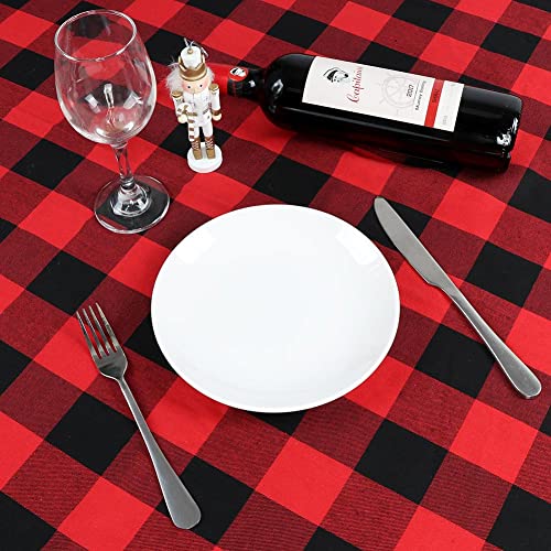 Ourwarm Christmas Tablecloth Rectangle, Buffalo Plaid Tablecloth 60 X 84 Inches With 100% Cotton Waterproof Red And Black Checkered Tablecloth For Christmas Table Decor #TOP2