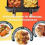 COSORI Heißluftfritteuse 2 Kammern, Testsieger der Stiftung Warentest, 6-in-1 Dual Zone Airfryer 8,5 L, Doppelkammer mit Sichtfenster für vollständige Mahlzeit, Gold – Bild 3