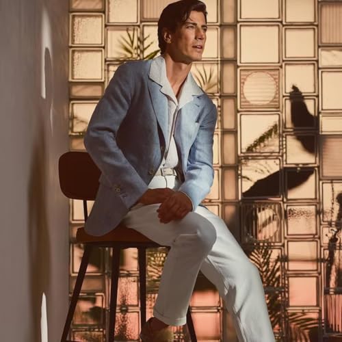 HUUTOE Mens Linen Sports Jacket for Men Causal Lightweight Blazers and Sport Coats Linen Suit for Men Beach Wedding2